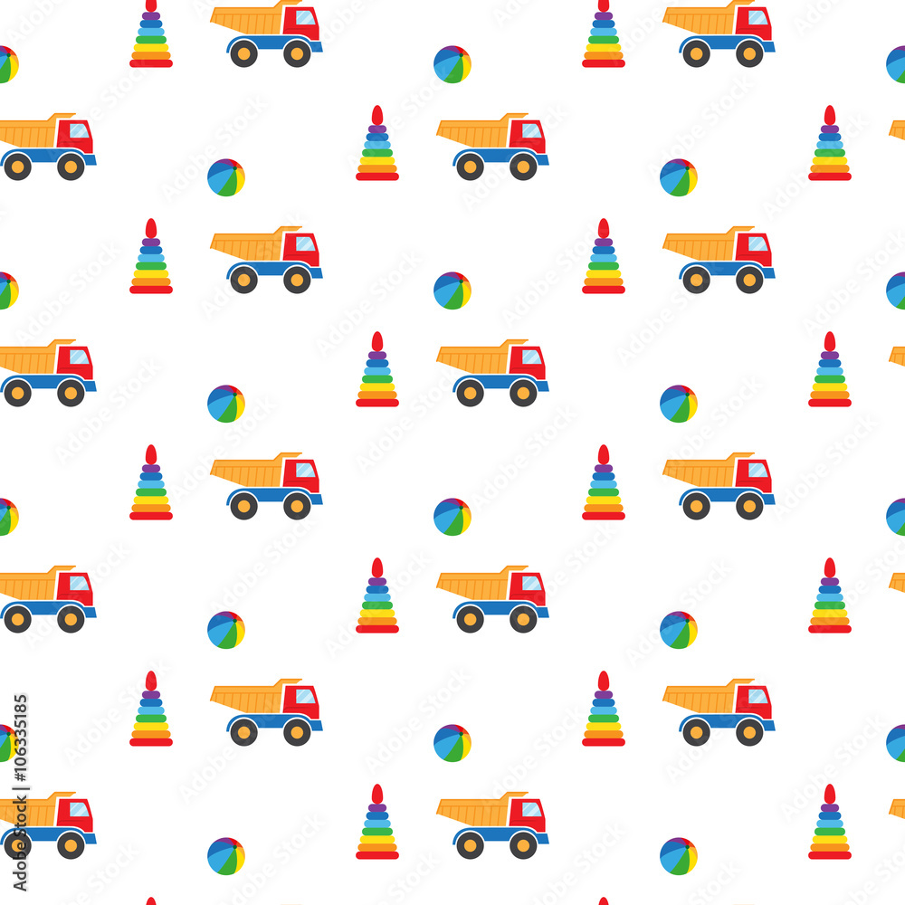 Fototapeta premium Kids toys. Pattern.
