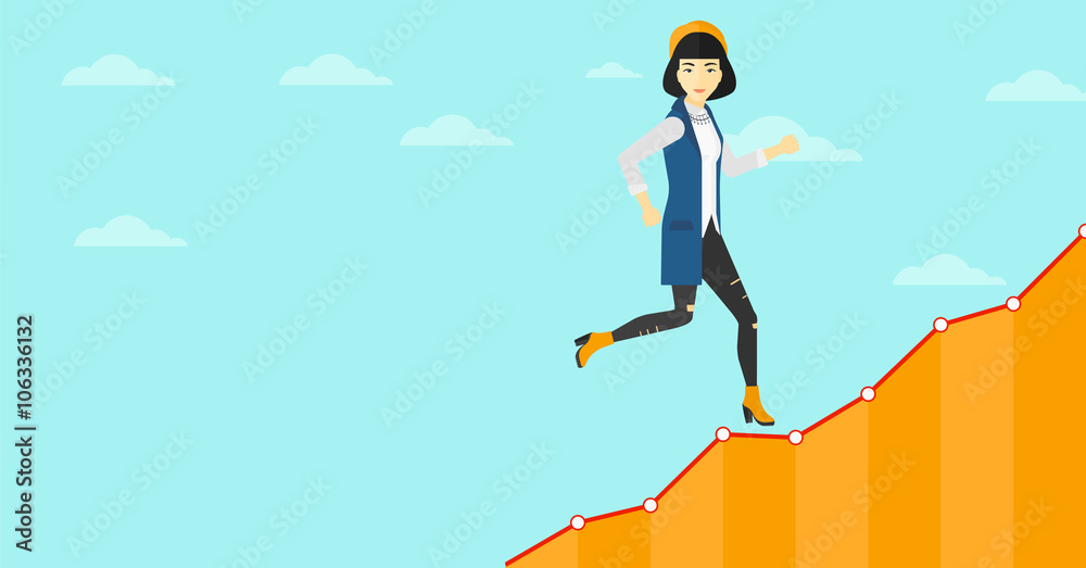 Business woman walking upstairs. Business woman walking upstairs.