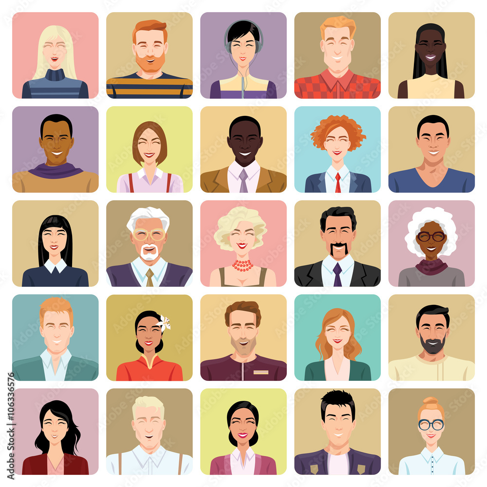 Avatars in cartoon style. Set of vector icons. Avatars in cartoon style. Set of vector icons.