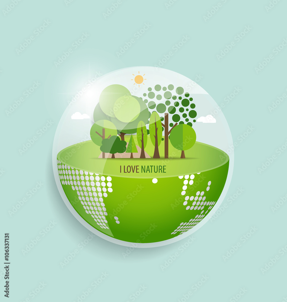 Fototapeta premium Green Eco Earth. Vector Illustration.