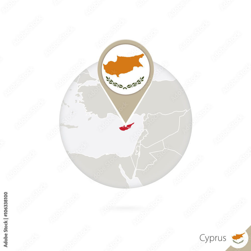 Cyprus map and flag in circle. Map of Cyprus, Cyprus flag pin. Stock Vector  | Adobe Stock