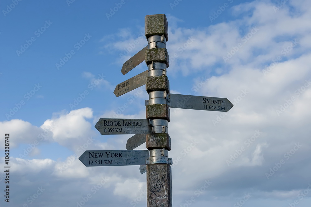 Signpost on Lighthouse at cape of good hope, South Africa Signpost on Lighthouse at cape of good hope, South Africa