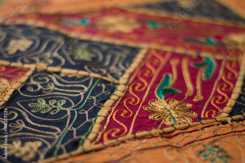 Handgemachter indischer Teppich, Hintergrundgrafik, nah 