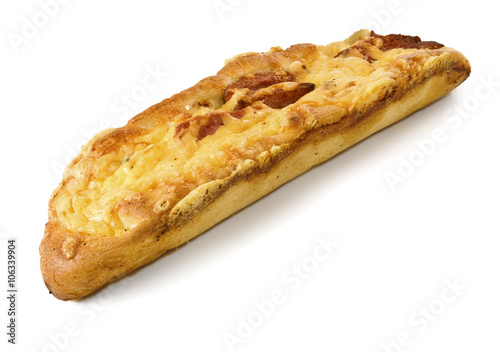 Isolated image of bread with sausage and cheese