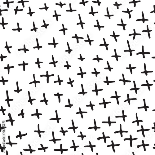 Seamless pattern with hand-drawn sketch cross. Bacground vector