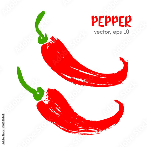 Sketched vegetable illustration of pepper. Hand drawn brush food