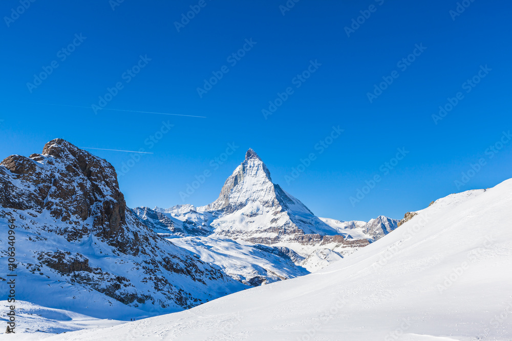 Stunning view of Matterhorn in Winter