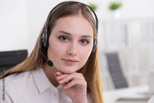 Businesswoman in headphones