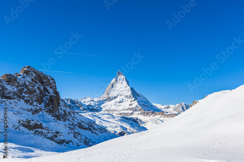 Stunning view of Matterhorn in Winter
