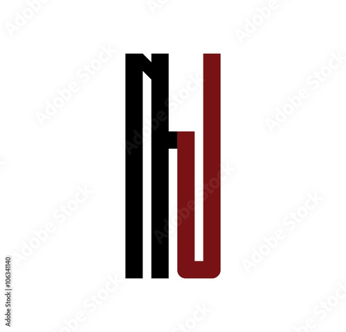 NJ initial logo red and black