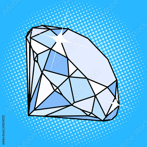 Diamond gemstone pop art style vector