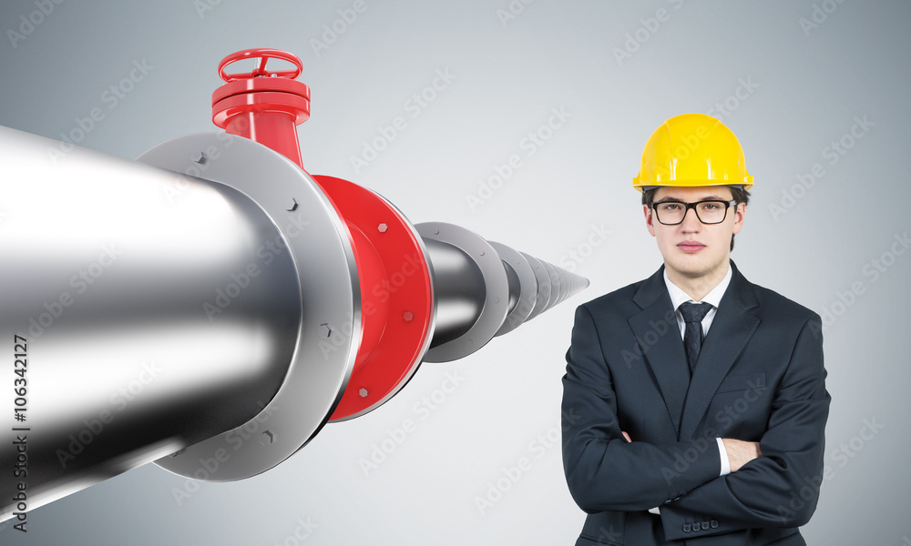 Fototapeta premium Businessman and pipeline