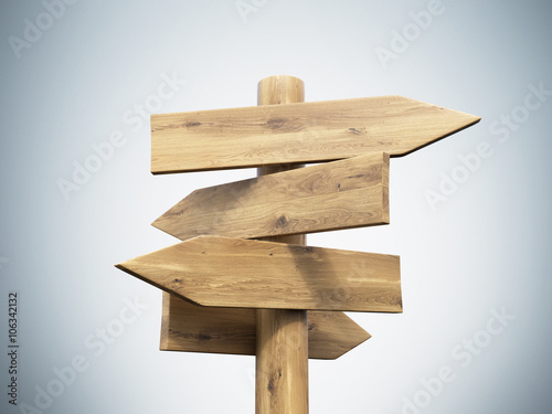 Wooden direction sign photo