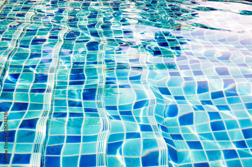 Background of rippled water in swimming pool / Blue ripped water in swimming pool (swimming, pool, wave)