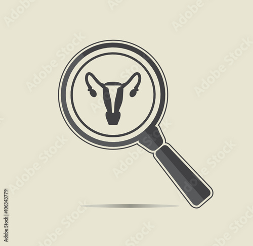 Uterus. Medical exam vector icon. Observation of Internal organs.