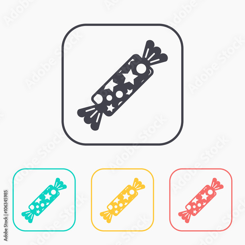 Candy with stars color icon set