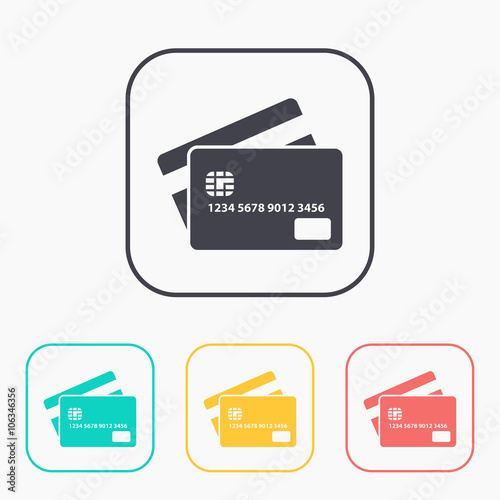 Credit card color icon set