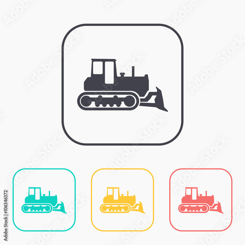 bulldozer color icon set