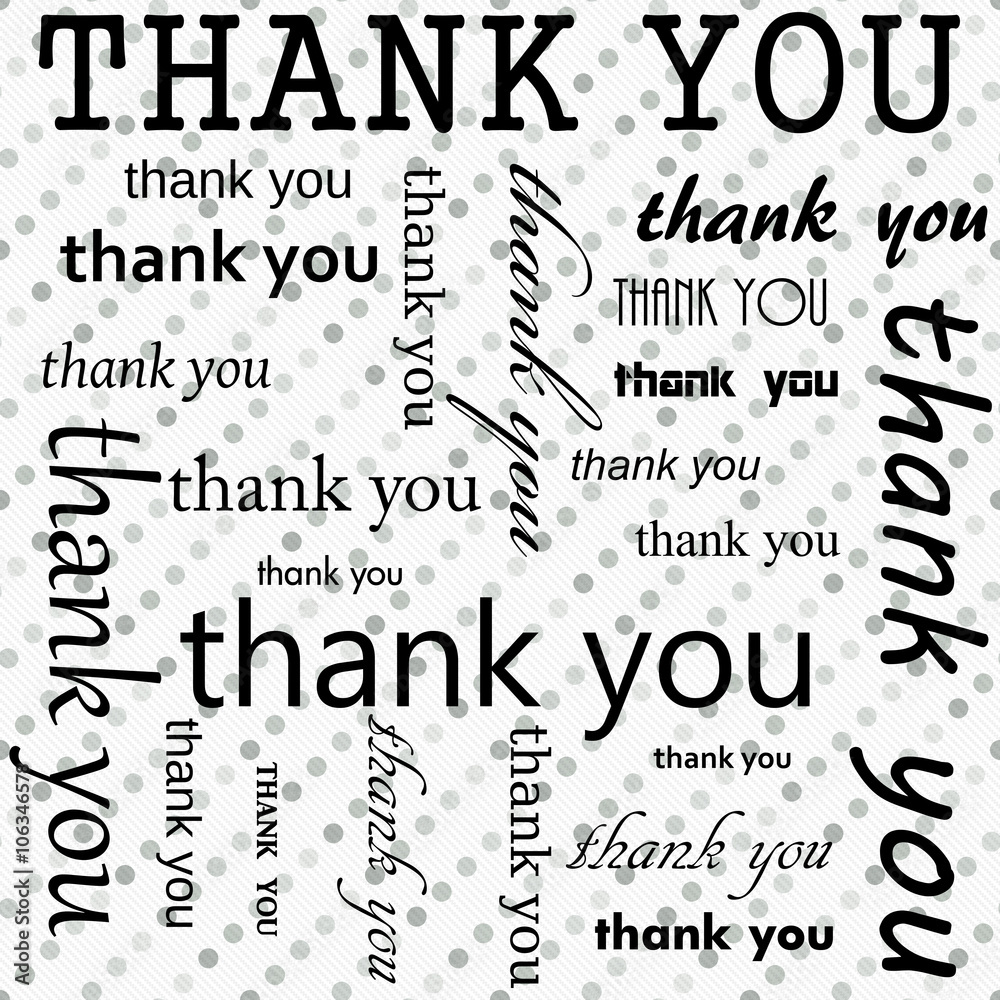 Thank You Design with Gray and White Polka Dot Tile Pattern Repe Stock ...