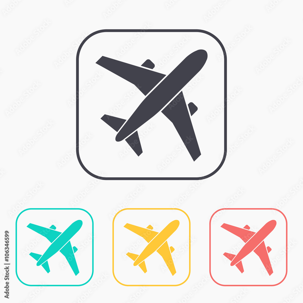 Airplane vector color icon set