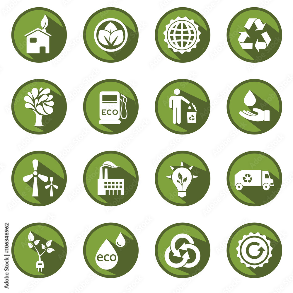Fototapeta premium Vector green eco icons set