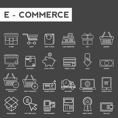 Set of thin lines web icons for e-commerce