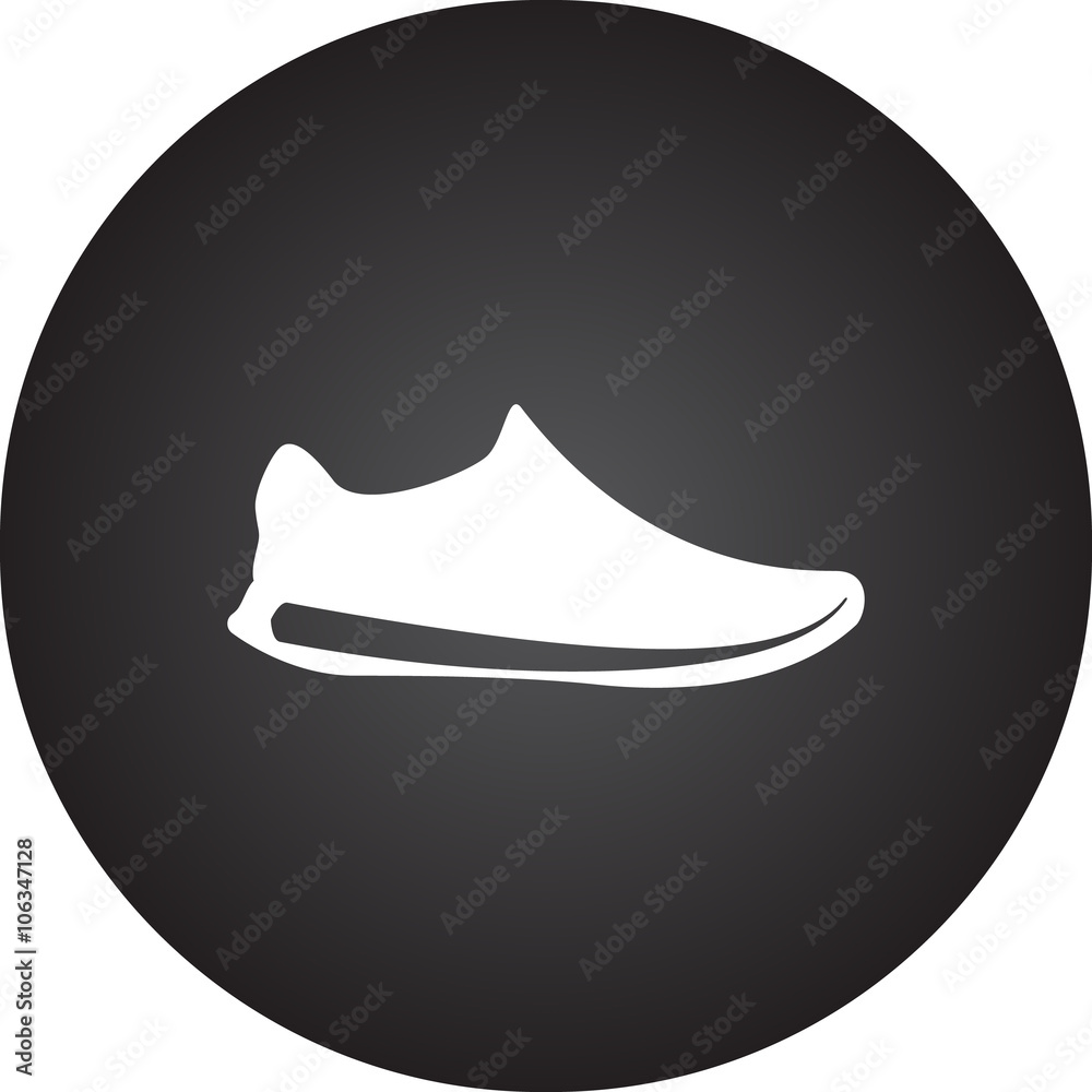 Sneaker running shoe simple icon on round background Sneaker running shoe simple icon on round background