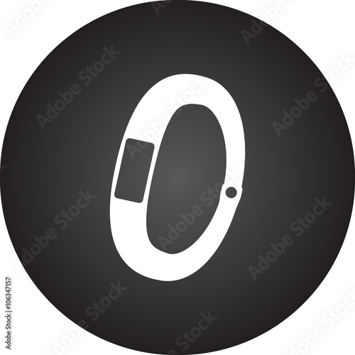 Fitness tracker bracelet simple icon on round  background