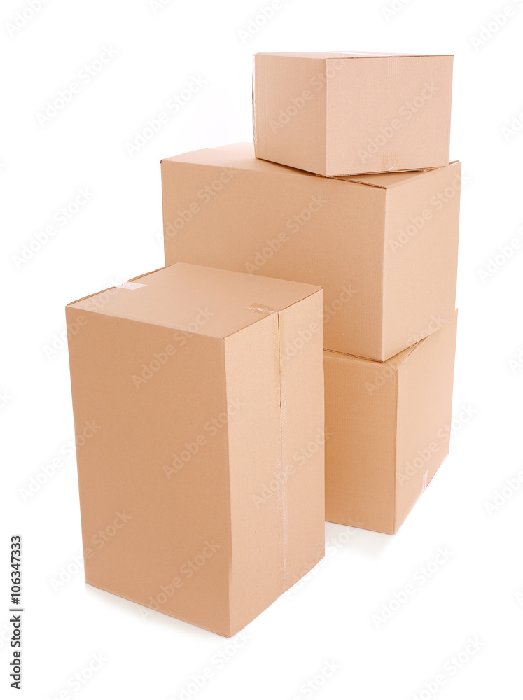 Fototapeta premium Set of cardboard boxes isolated on white