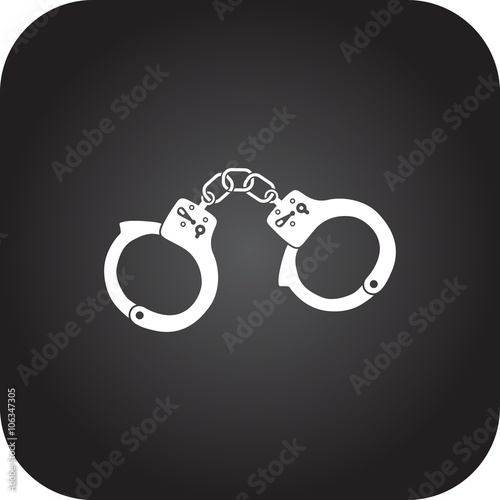Police handcuffs simple icon on square background