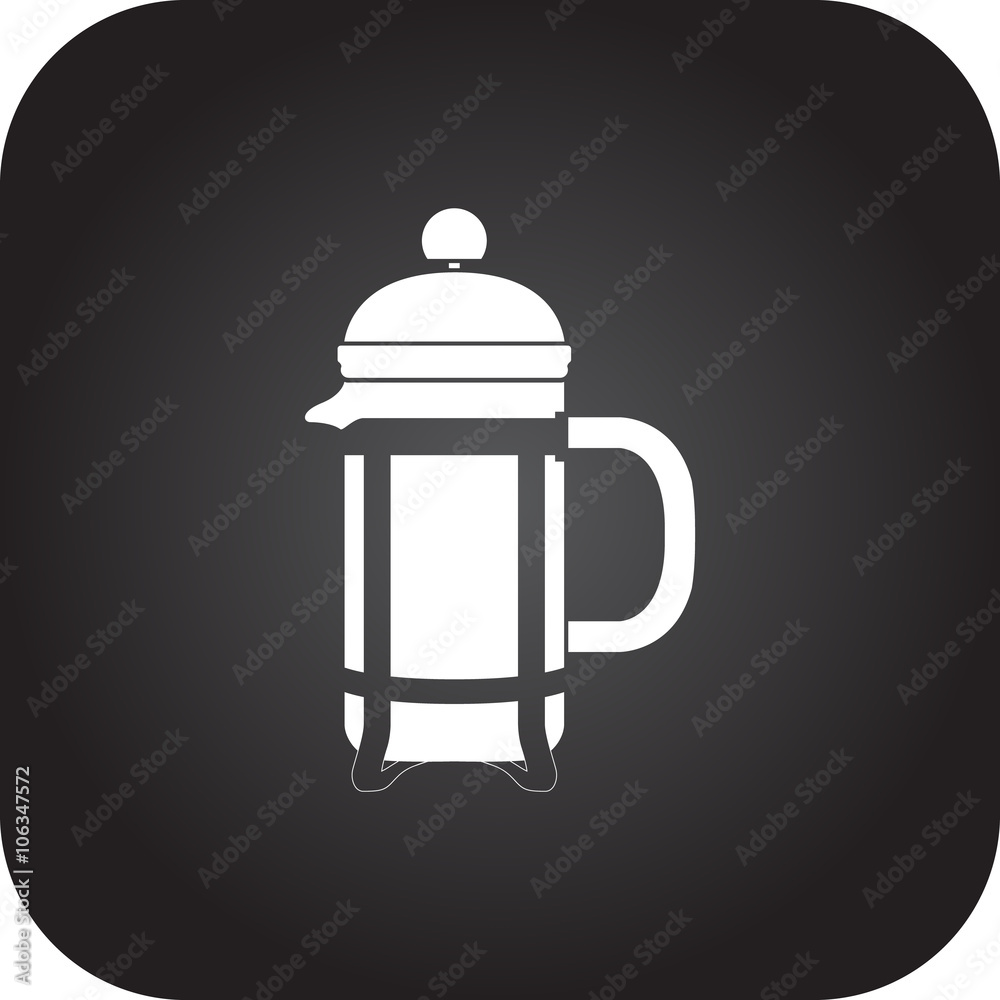 French press simple icon on square background French press simple icon on square background