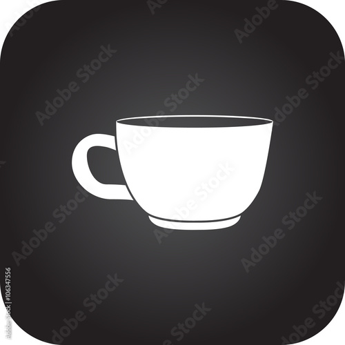 Coffee tea cup simple icon on square background