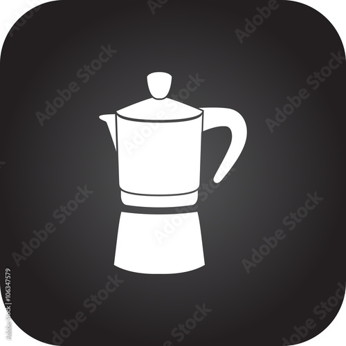 Moka pot simple icon on square  background