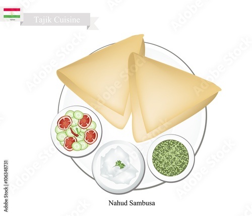 Nahud Sambusa or Tajik Fried Dumpling Filled with Chickpea