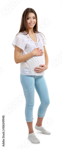 Beautiful pregnant woman is...