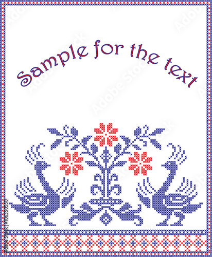 vector frame embroidered with birds