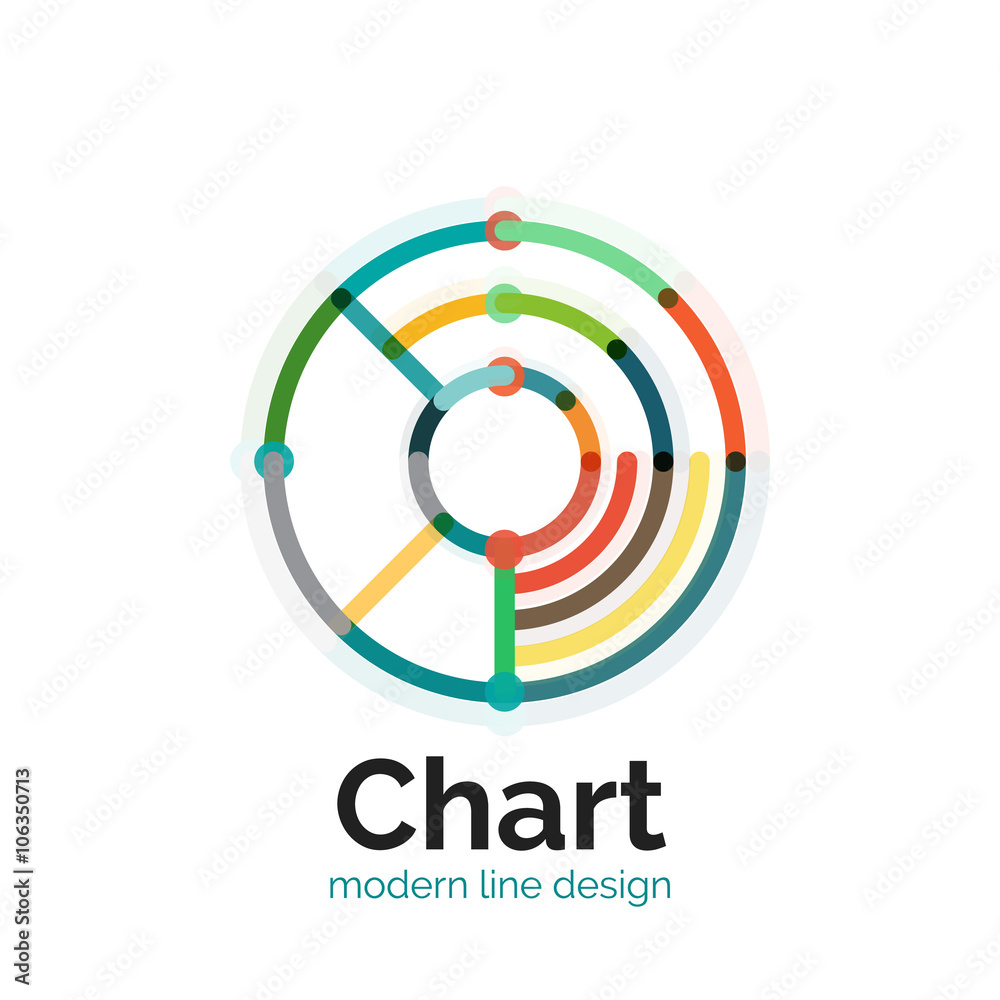 Thin line chart logo design. Graph icon modern colorful flat style Thin line chart logo design. Graph icon modern colorful flat style
