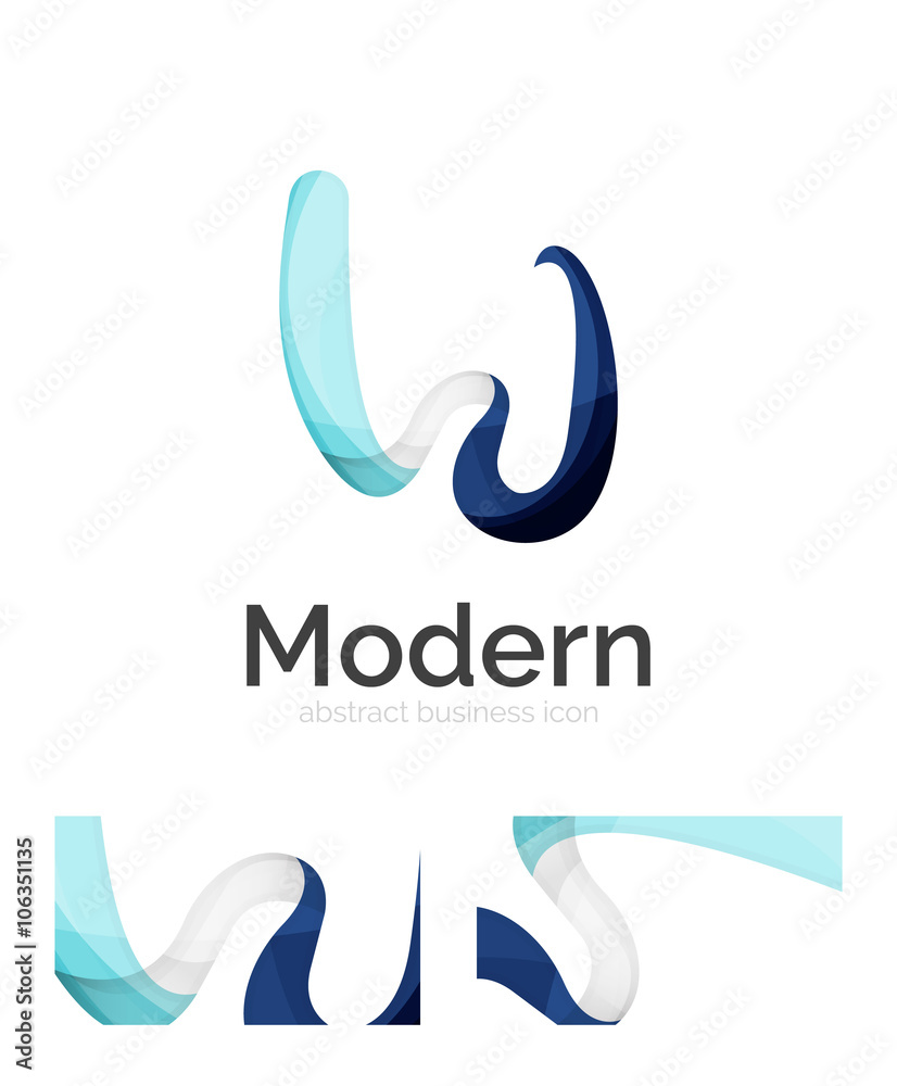 Fototapeta premium Abstract 3d swirl ribbon logo template with business card corporate identity design