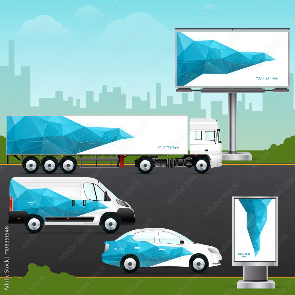 Design template vehicle, outdoor advertising or corporate identity.