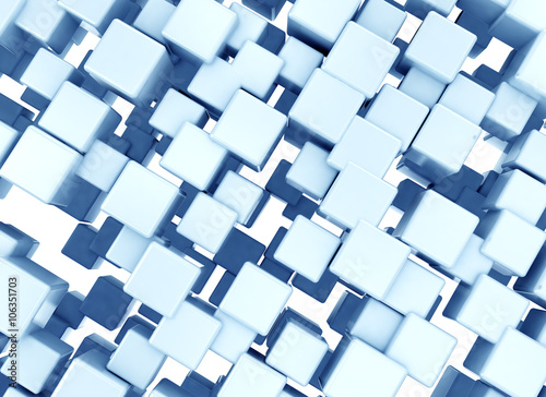 Blue abstract 3d cubes background