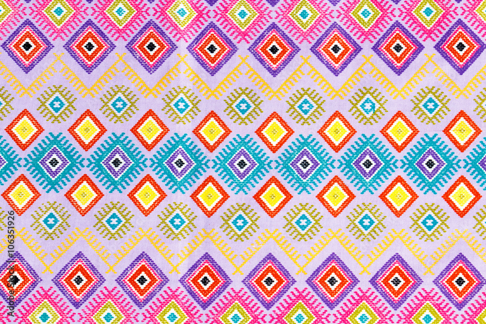 Colorful thai silk handcraft textile texture or background