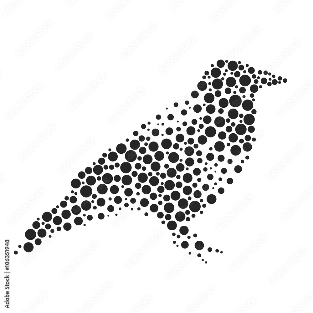 Bird silhouette consisting of  circle.
