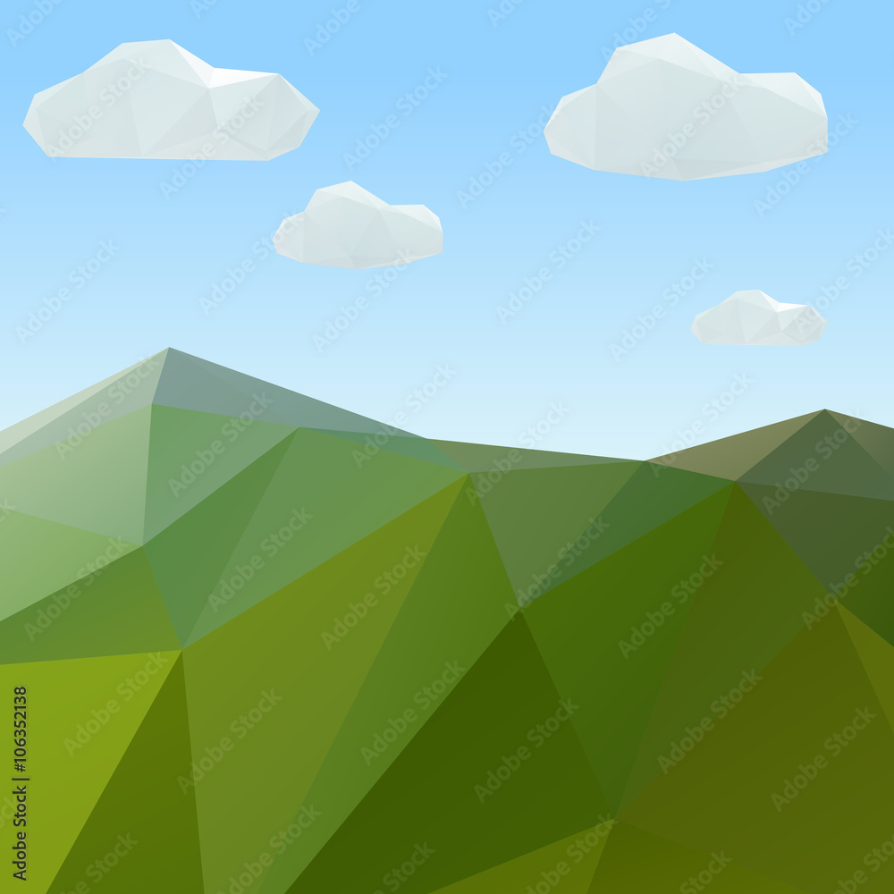 Obraz premium Green mountain, nature geometric triangular.