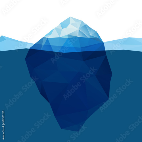 Polygonal iceberg glacier landscape vector illustration.