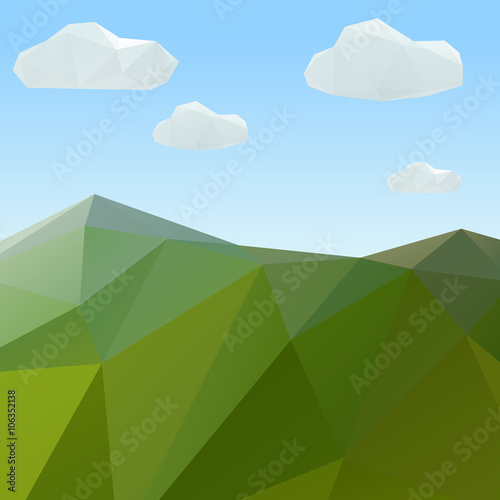 Green mountain  nature geometric triangular.