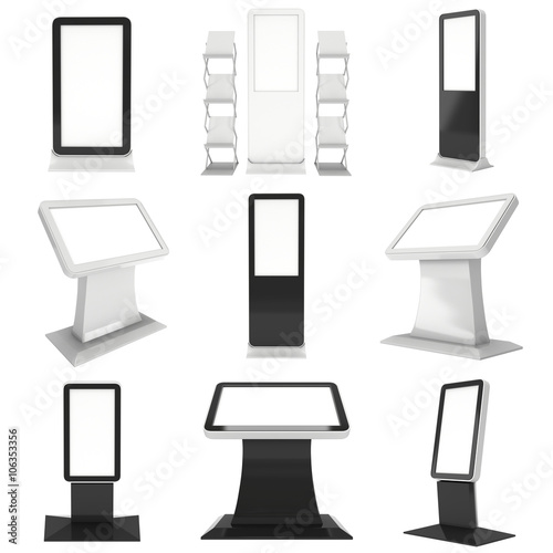 Trade show booth LCD kiosk stand set.