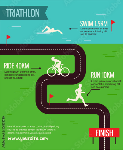 Vector illustration triathlon. Triathlon poster.