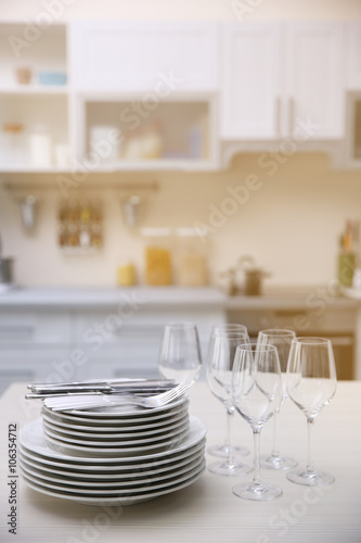 Prepared clean dishes for d...