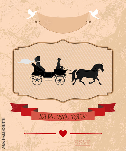 an invitation to the wedding and celebration. the bride and groom drove in crew. vector illustration for designers and publishers. fully editable
