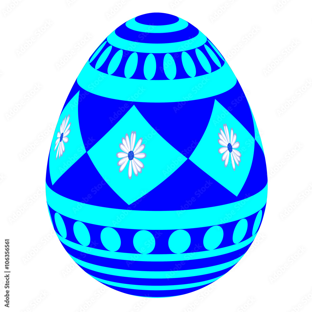 blue Easter egg illustration with white background